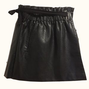 Jolt Vegan Faux-Wrap Mini Skirt, Small